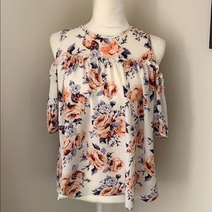 Cold Shoulder Floral Blouse